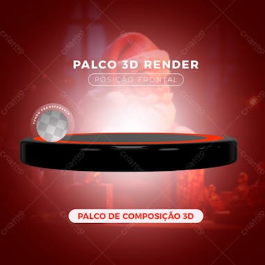 Palco 3d render composição preto e vermelho natal