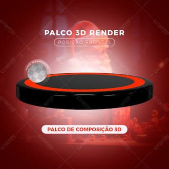 Palco 3d render composição preto e vermelho social media