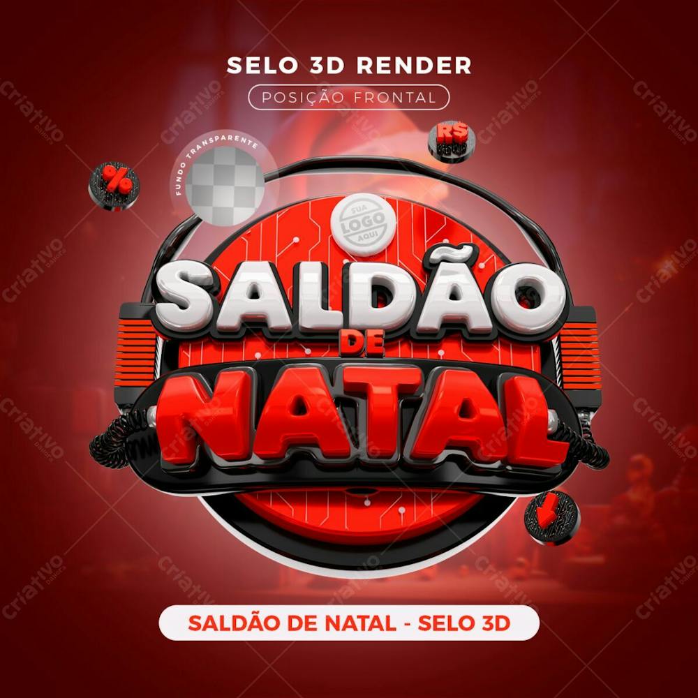 Saldão De Natal  Selo 3D Frontal  Composição Social Media Natalina