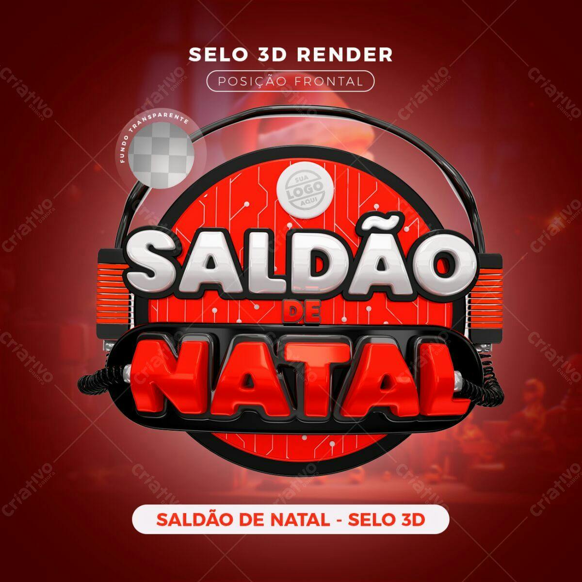 Selo 3D promocional Natal vermelho e preto