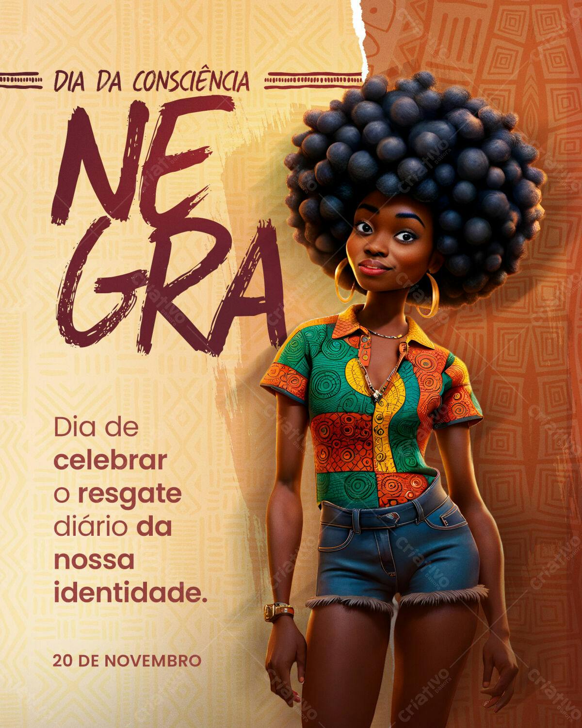 Arte Dia da Consciência Negra PSD Editável