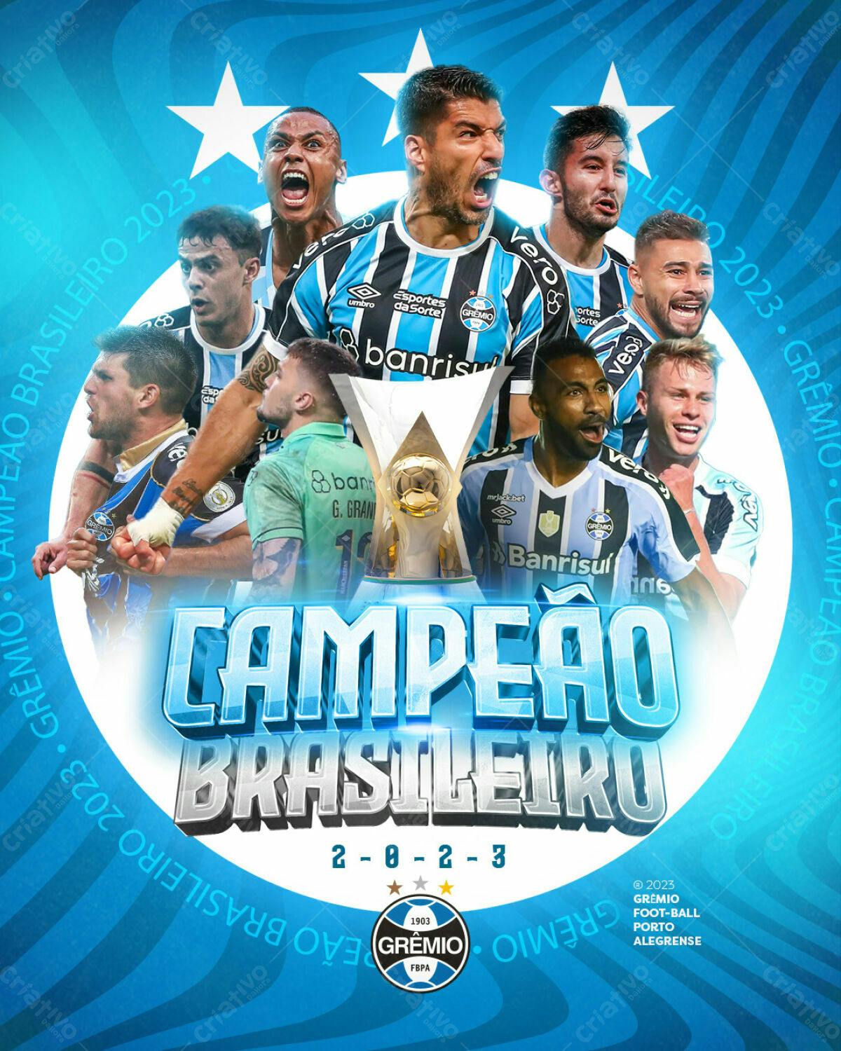 Flyer Grêmio Campeão Brasileiro 2023 PSD Editável