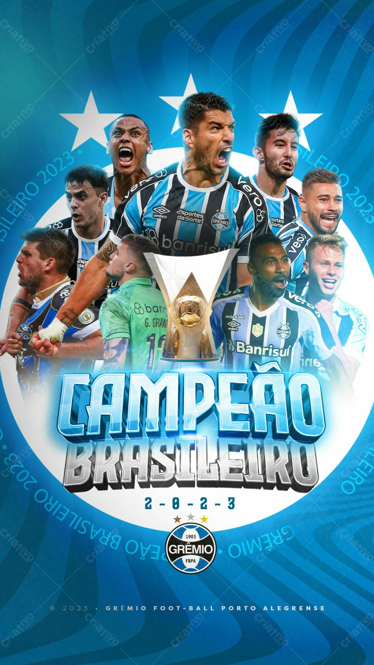 Poster Campeão Brasileiro Grêmio 2023 PSD Editável
