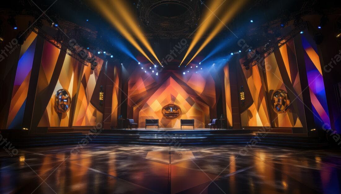 Palco de evento com iluminação dramática