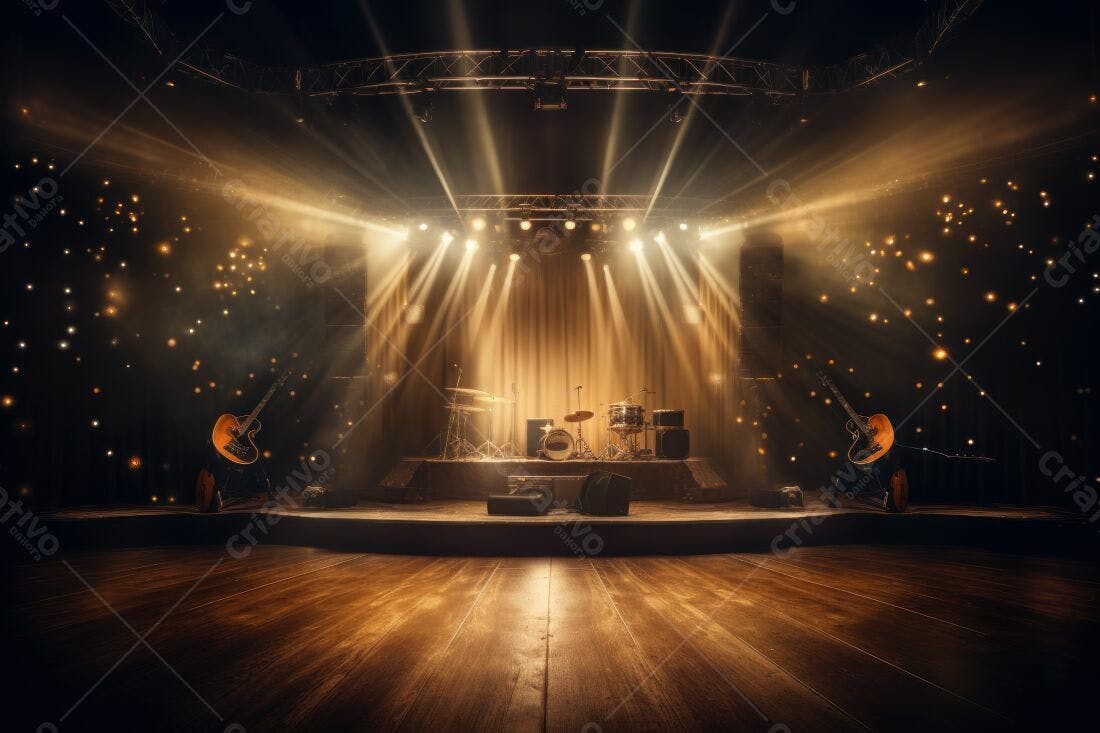 Palco de show com instrumentos musicais