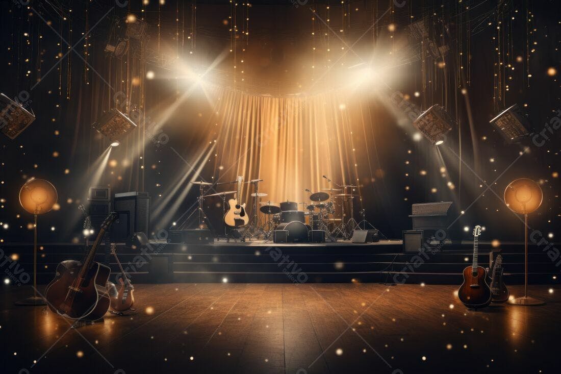 Palco de concerto com instrumentos musicais