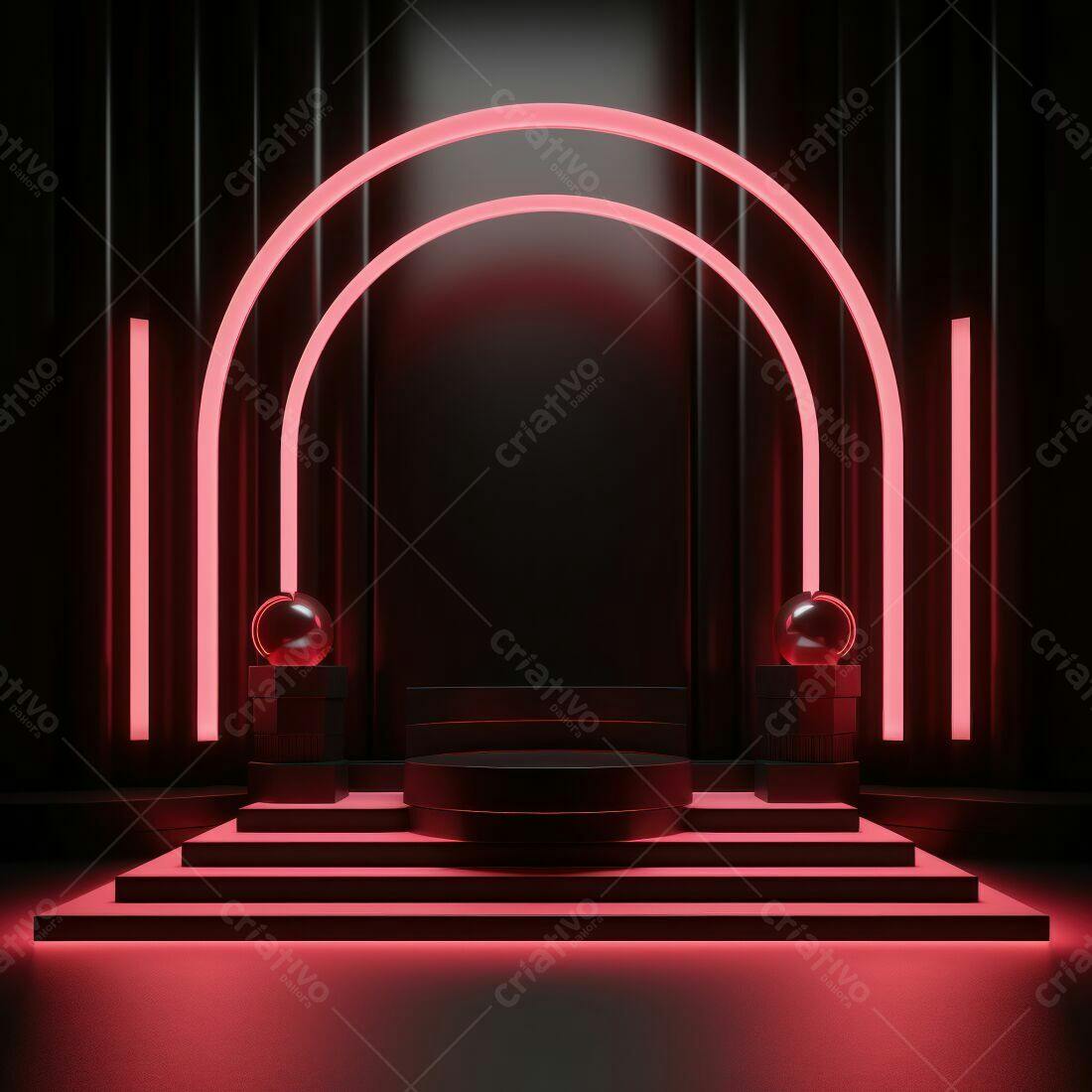 Cenário minimalista preto e vermelho