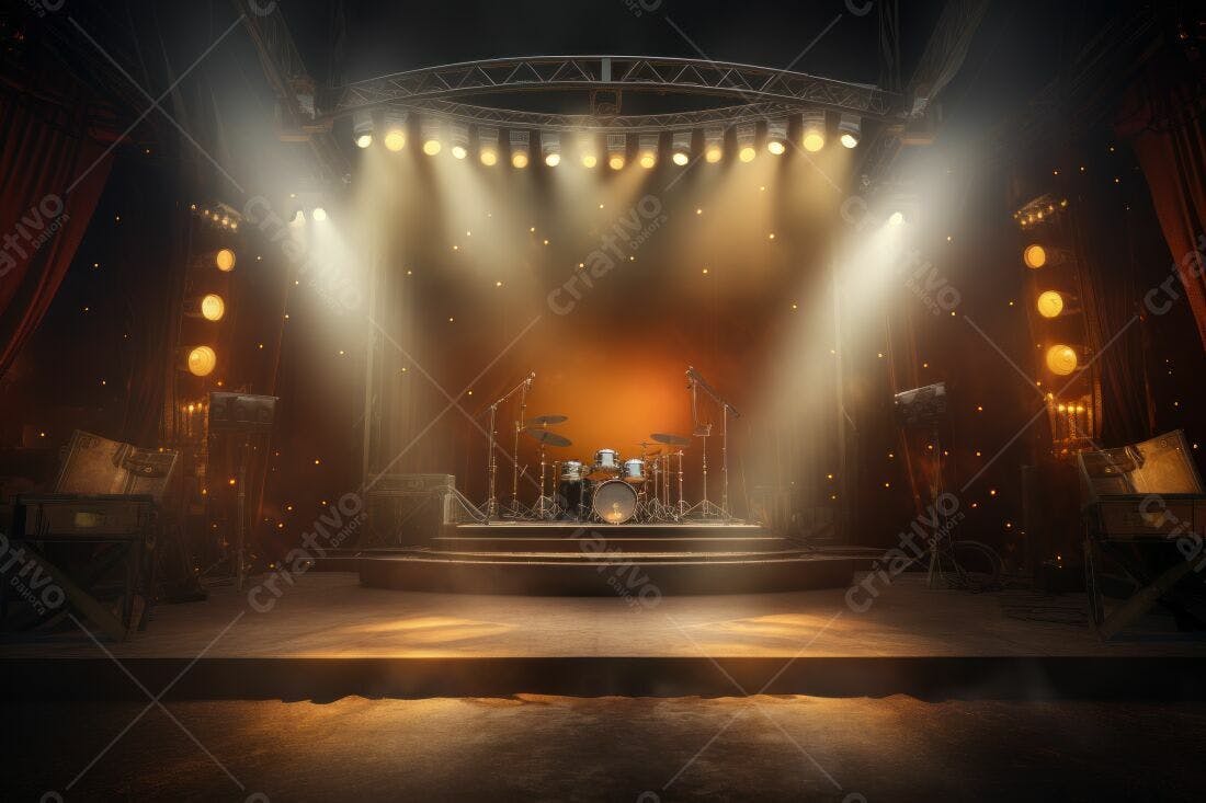 Palco de Música com Bateria Iluminado