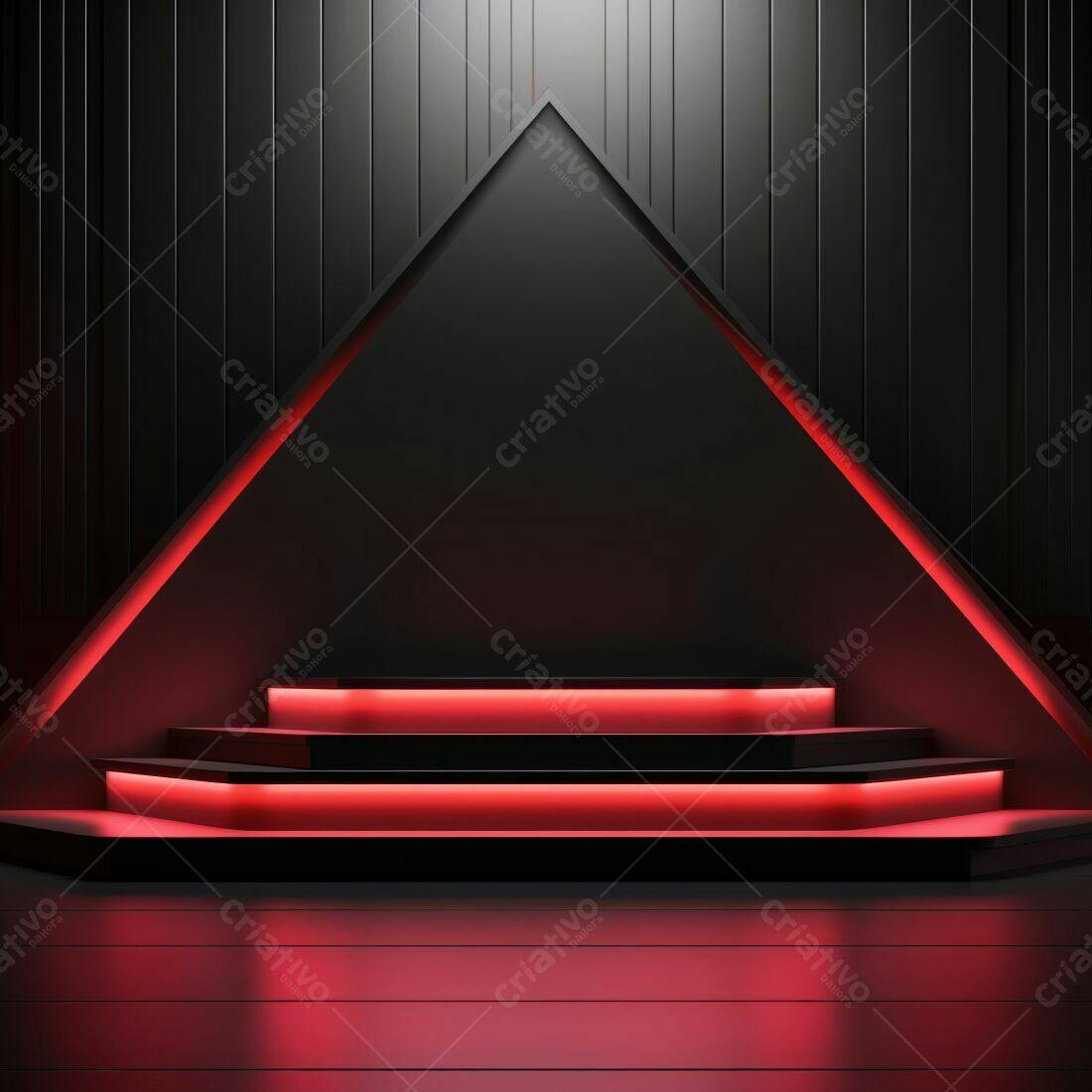 Plataforma Negra com Iluminação Vermelha