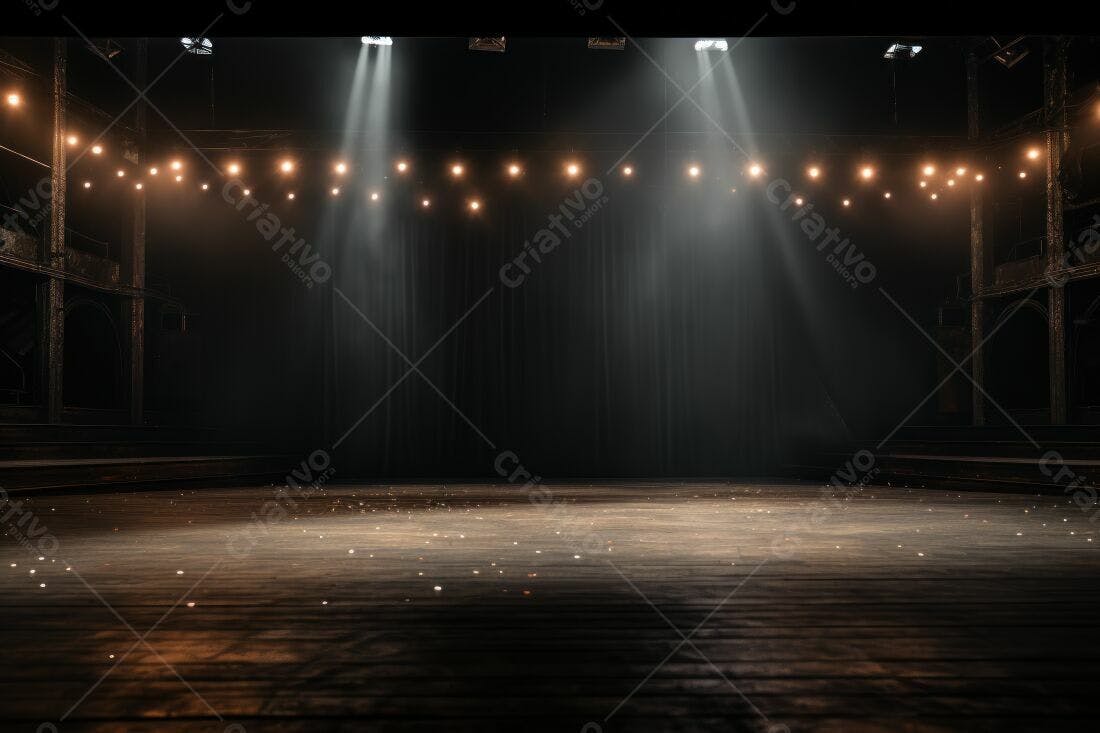Palco de teatro iluminado luzes quentes