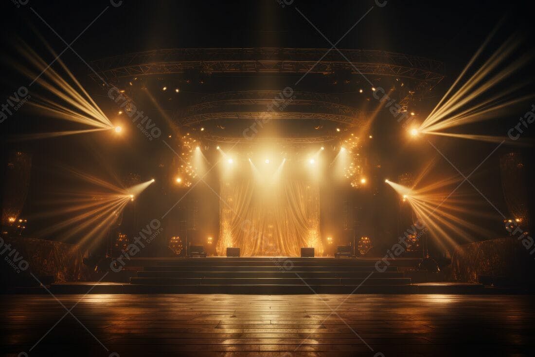 Palco iluminado dourado para show