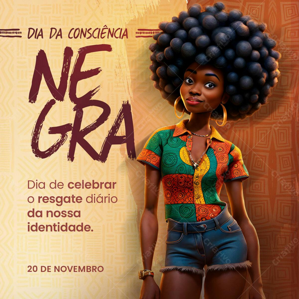 Arte para Dia da Consciência Negra PSD Editável