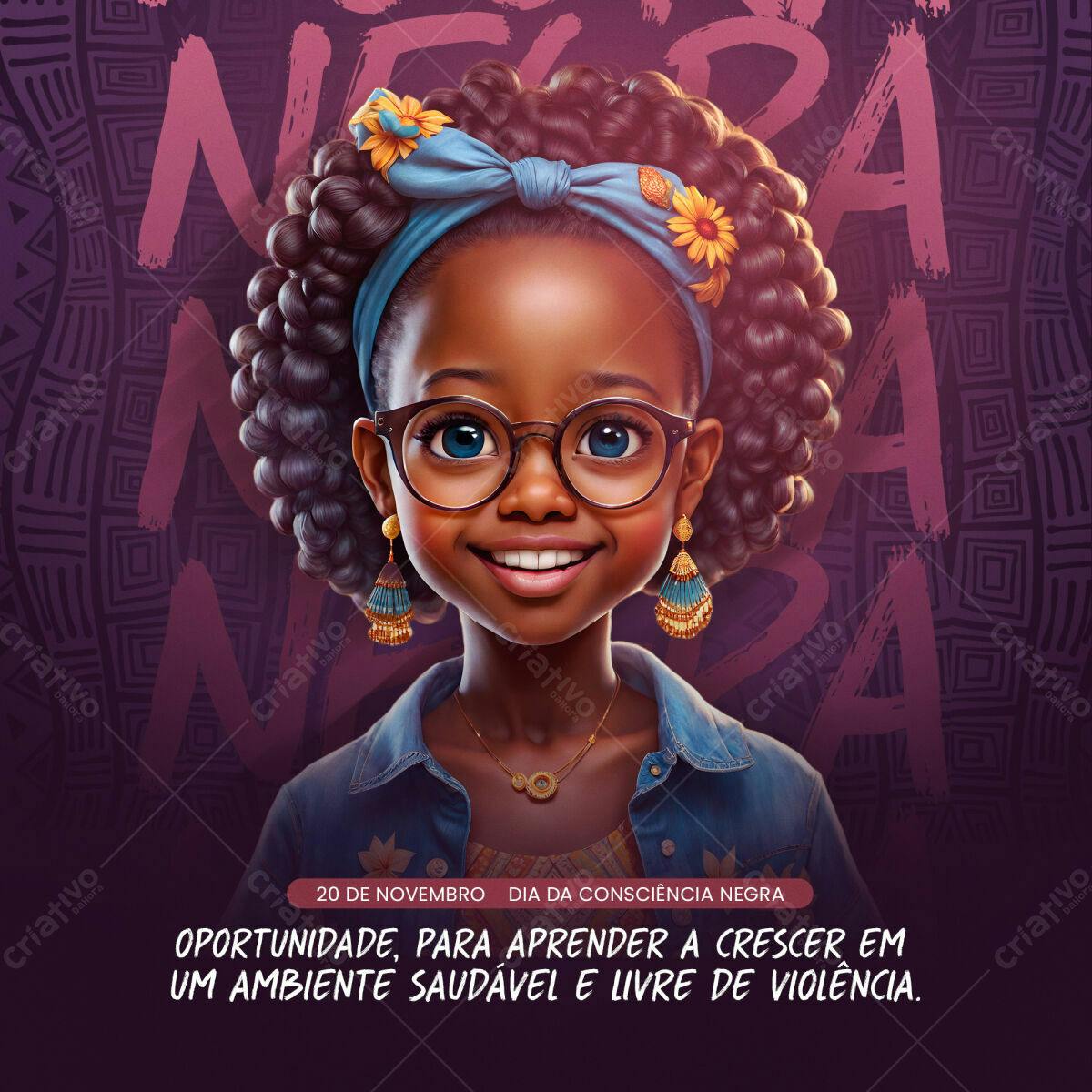 Arte para Dia da Consciência Negra PSD Editável