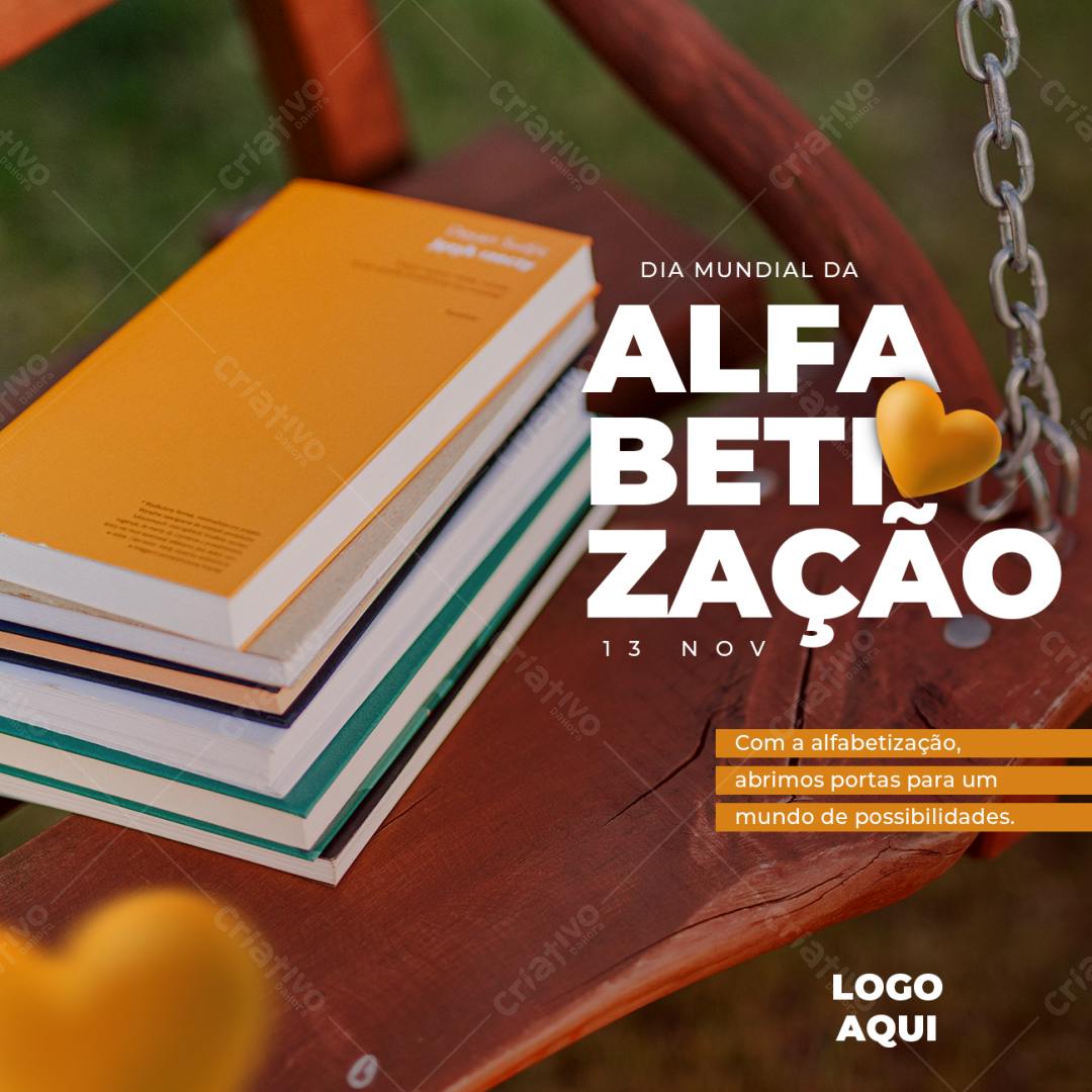 Post para o Dia Mundial da Alfabetização PSD Editável