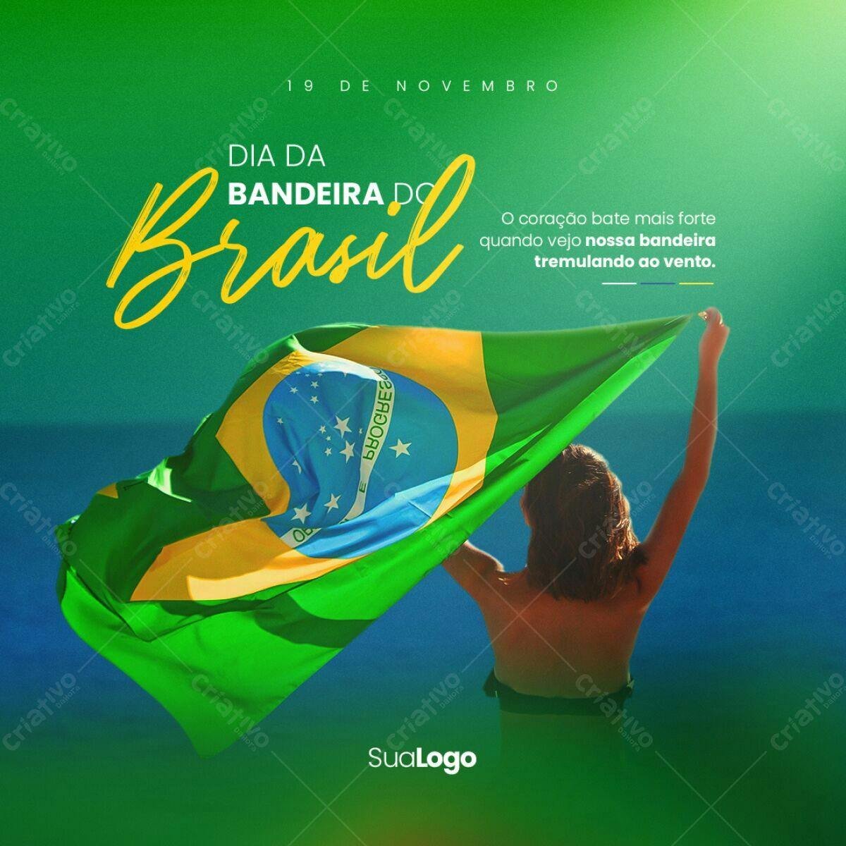 Post para Dia da Bandeira do Brasil PSD Editável