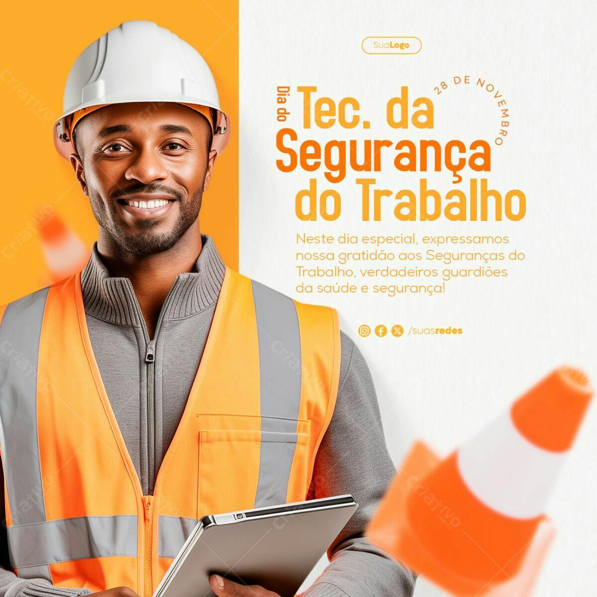 Post para o Dia da Segurança do Trabalho PSD Editável