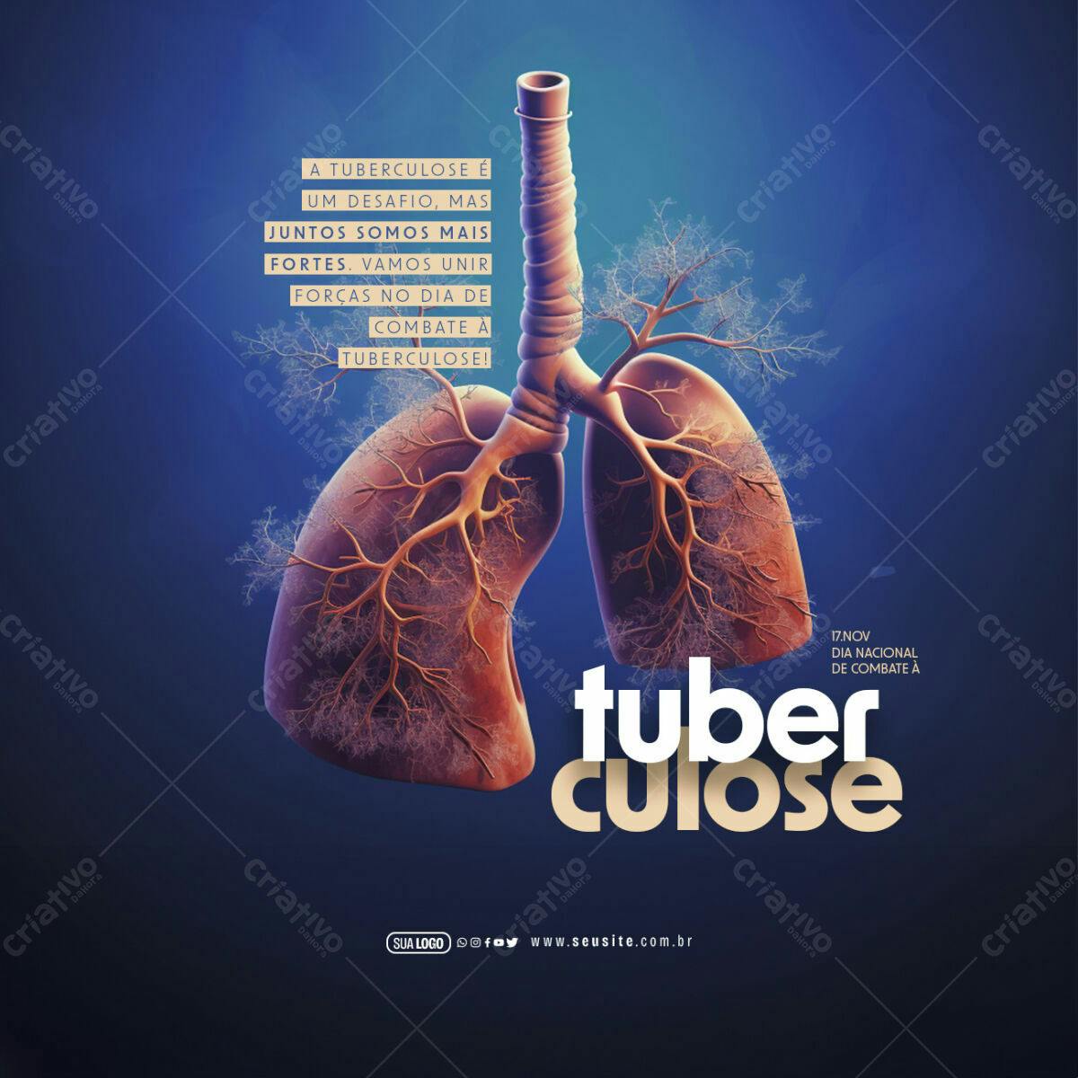 Flyer Dia Nacional de Combate à Tuberculose PSD Editável