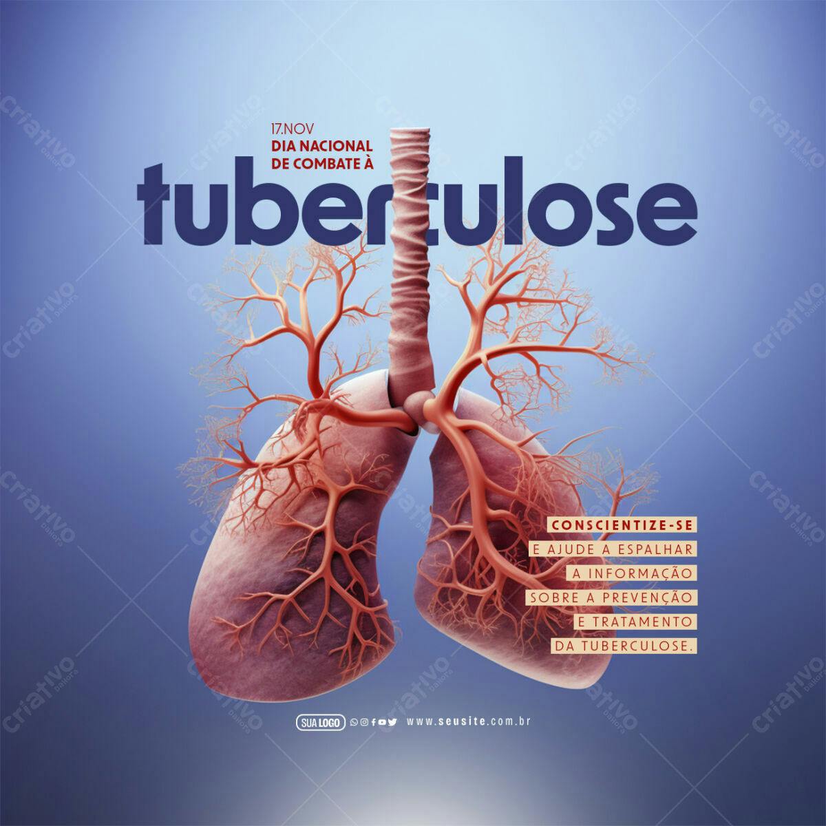 Post para o Dia Nacional de Combate à Tuberculose PSD Editável