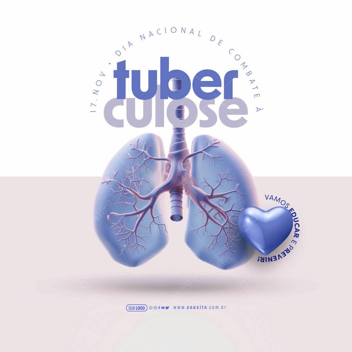 Flyer Dia Nacional de Combate à Tuberculose PSD Editável