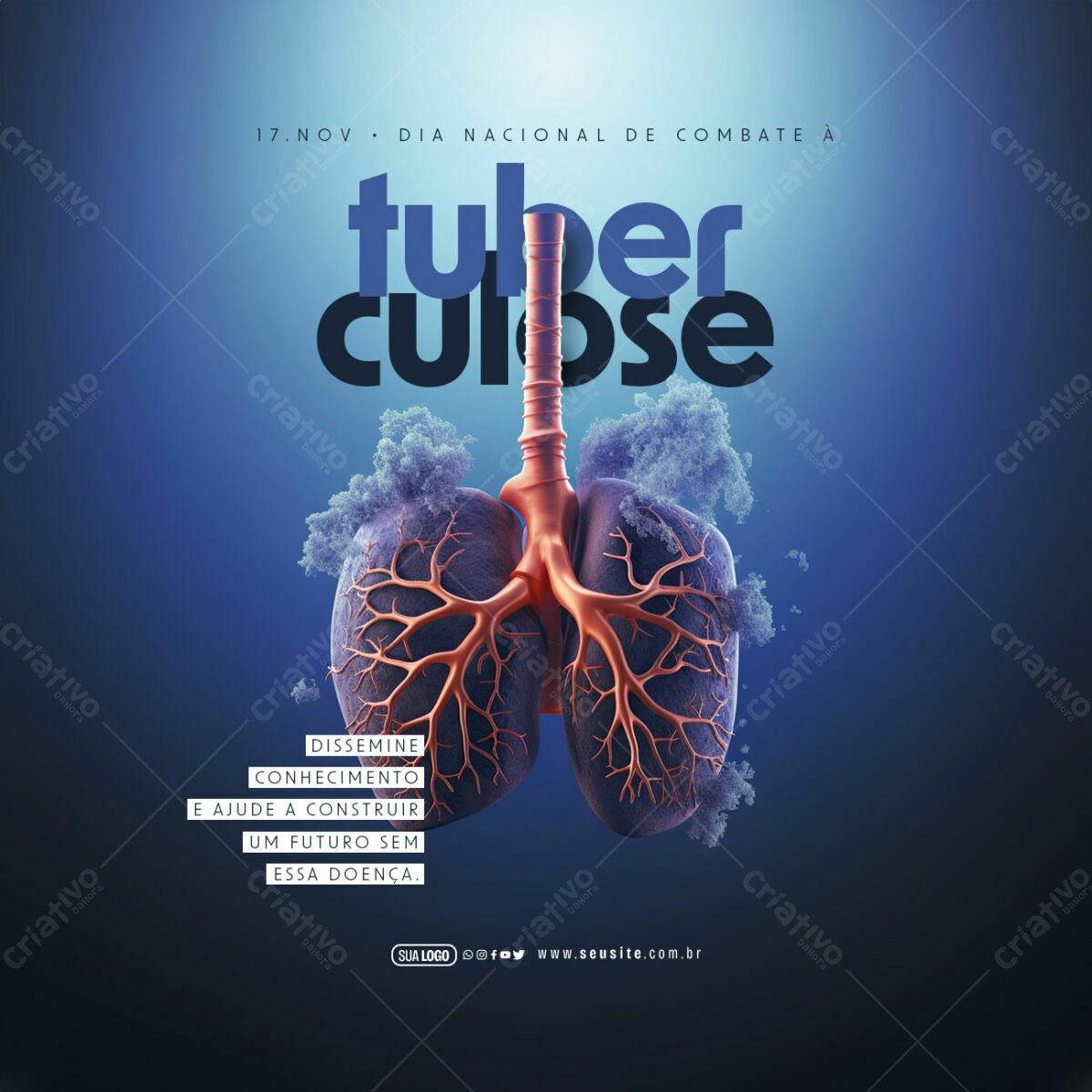 Flyer Dia Nacional de Combate à Tuberculose PSD Editável