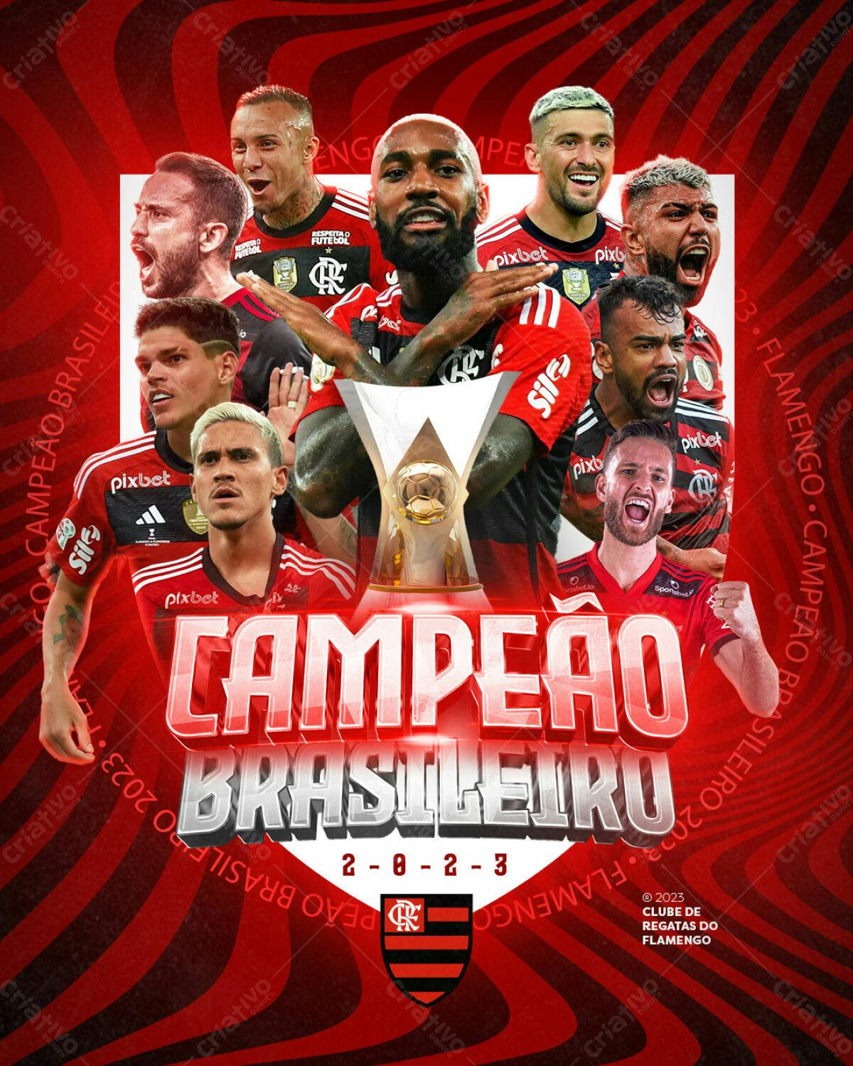 Flyer Flamengo Campeão Brasileiro PSD Editável