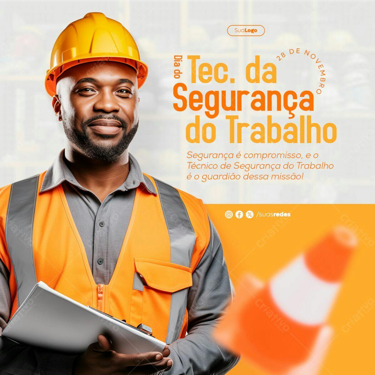 Post para Dia do Técnico de Segurança do Trabalho PSD Editável