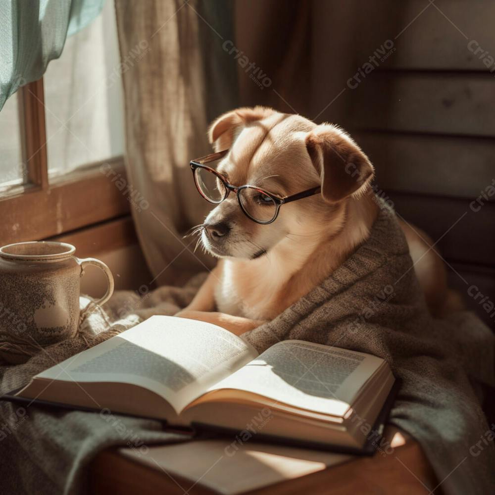 Foto De Um Lindo Cachorro De Oculos Lendo Um Livro (7)