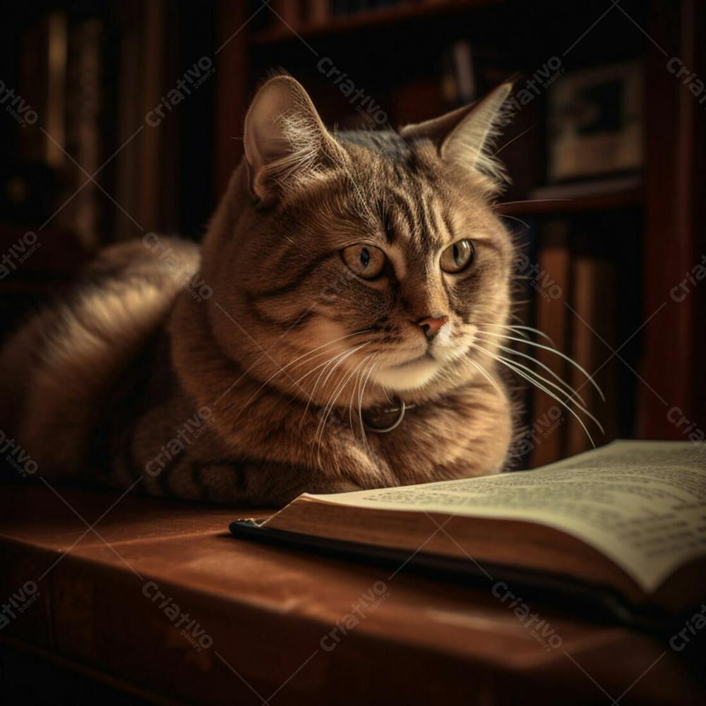 Foto De Um Lindo Gato De Oculos Lendo Um Livro (14)