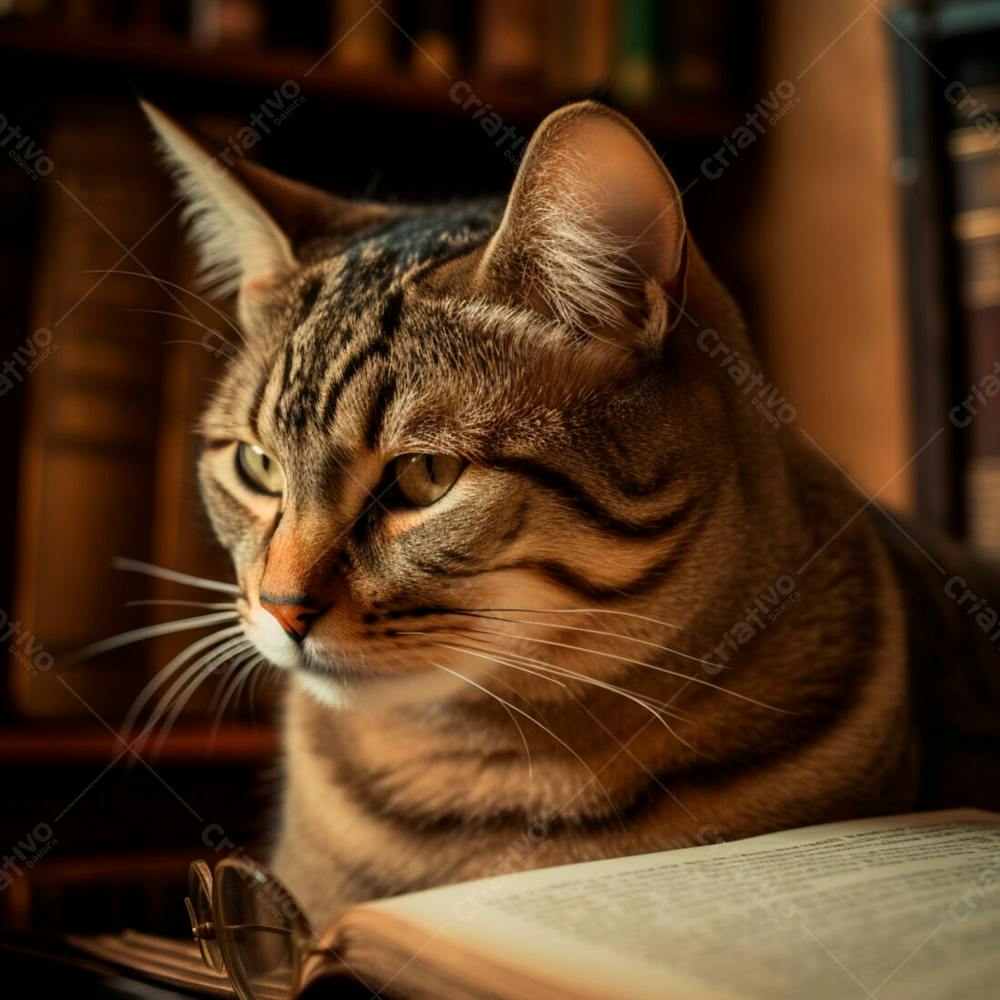 Foto De Um Lindo Gato De Oculos Lendo Um Livro (17)