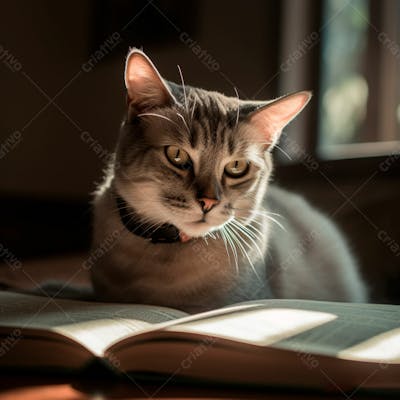 Foto De Um Lindo Gato De Oculos Lendo Um Livro (8)