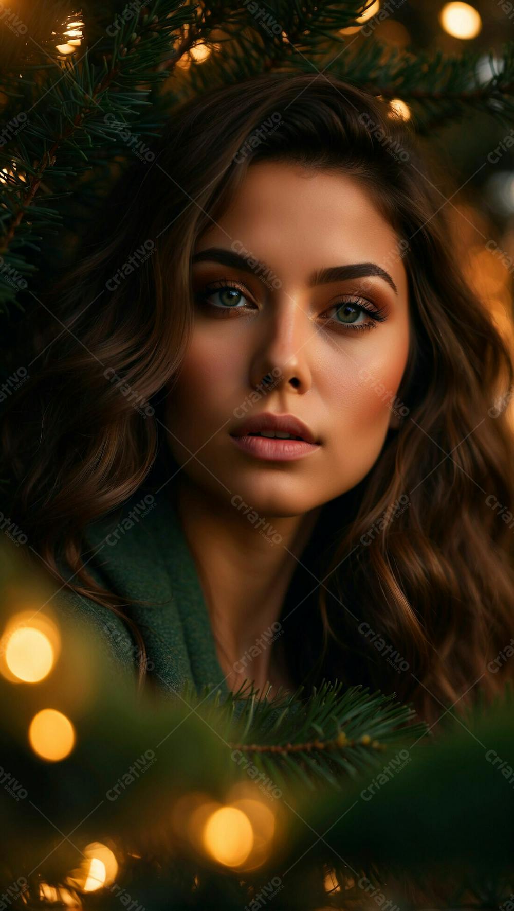 Foto De Uma Linda Mulher Com Tematica De Natal Com Árvores De Natal  (13)