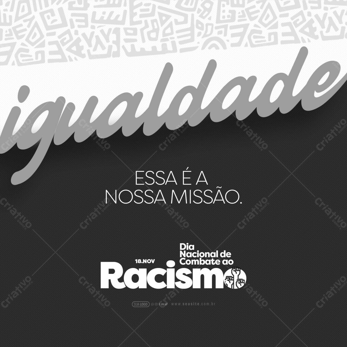 Post para o Dia Nacional de Combate ao Racismo PSD Editável