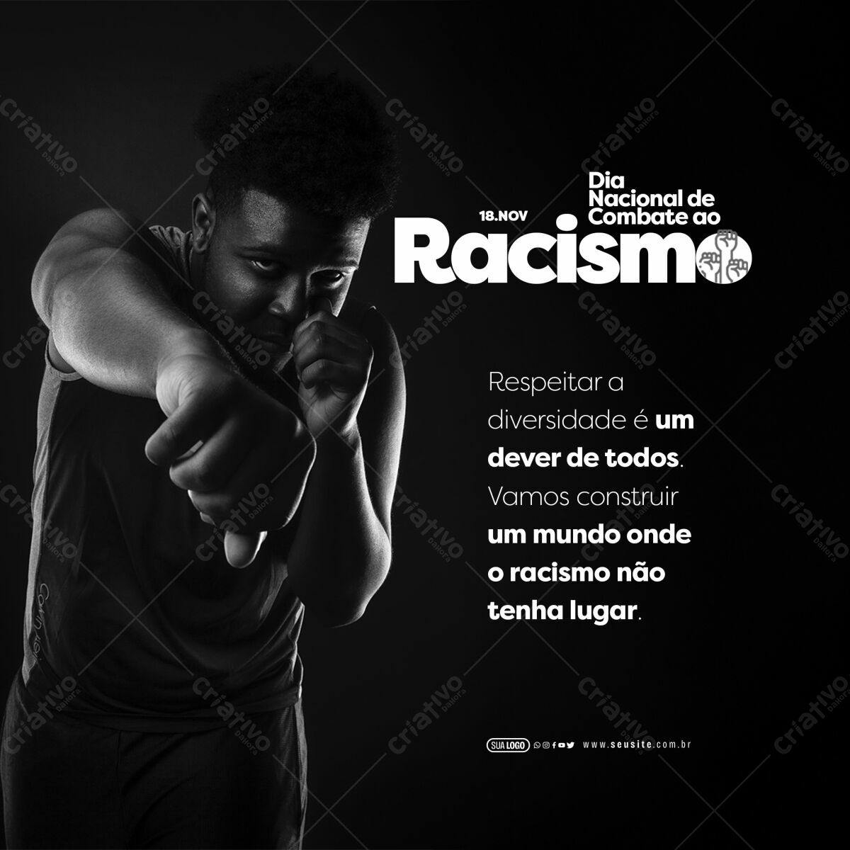 Post para o Dia Nacional de Combate ao Racismo PSD Editável