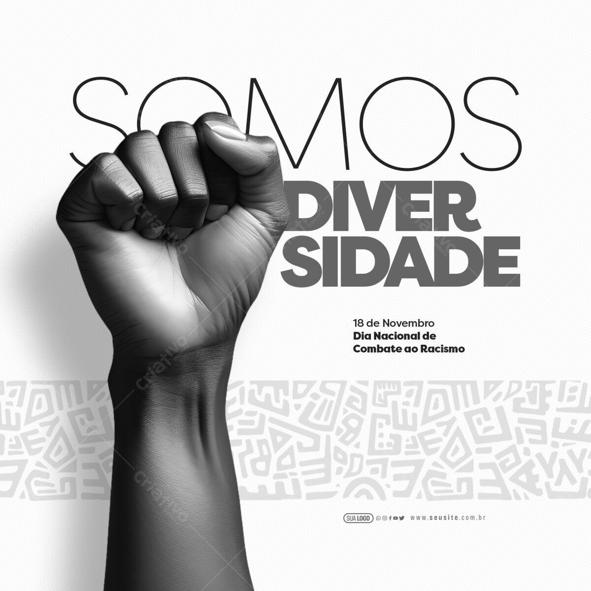 Flyer Dia Nacional de Combate ao Racismo PSD Editável