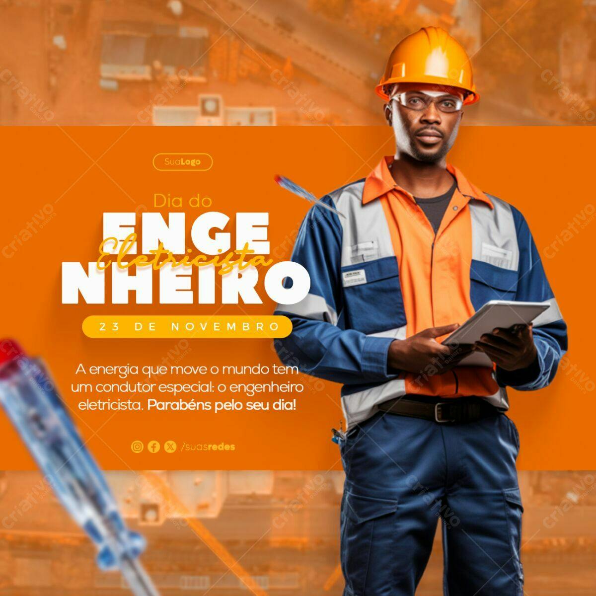 Postagem Dia do Engenheiro Eletricista PSD Editável