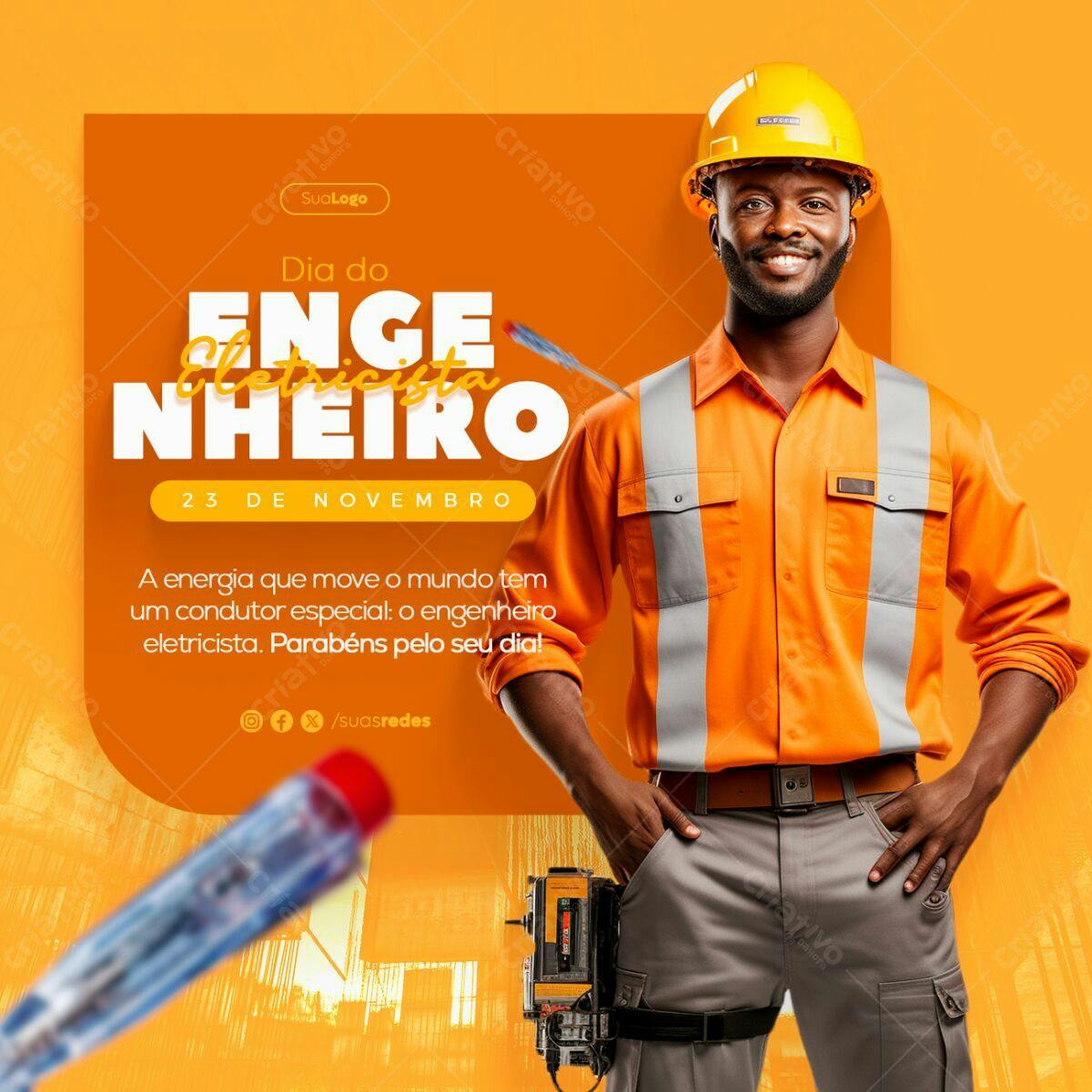 Flyer Dia do Engenheiro Eletricista PSD Editável