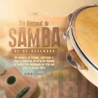 Dia nacional do samba 02 de dezembro celebramos a riqueza cultural social media post