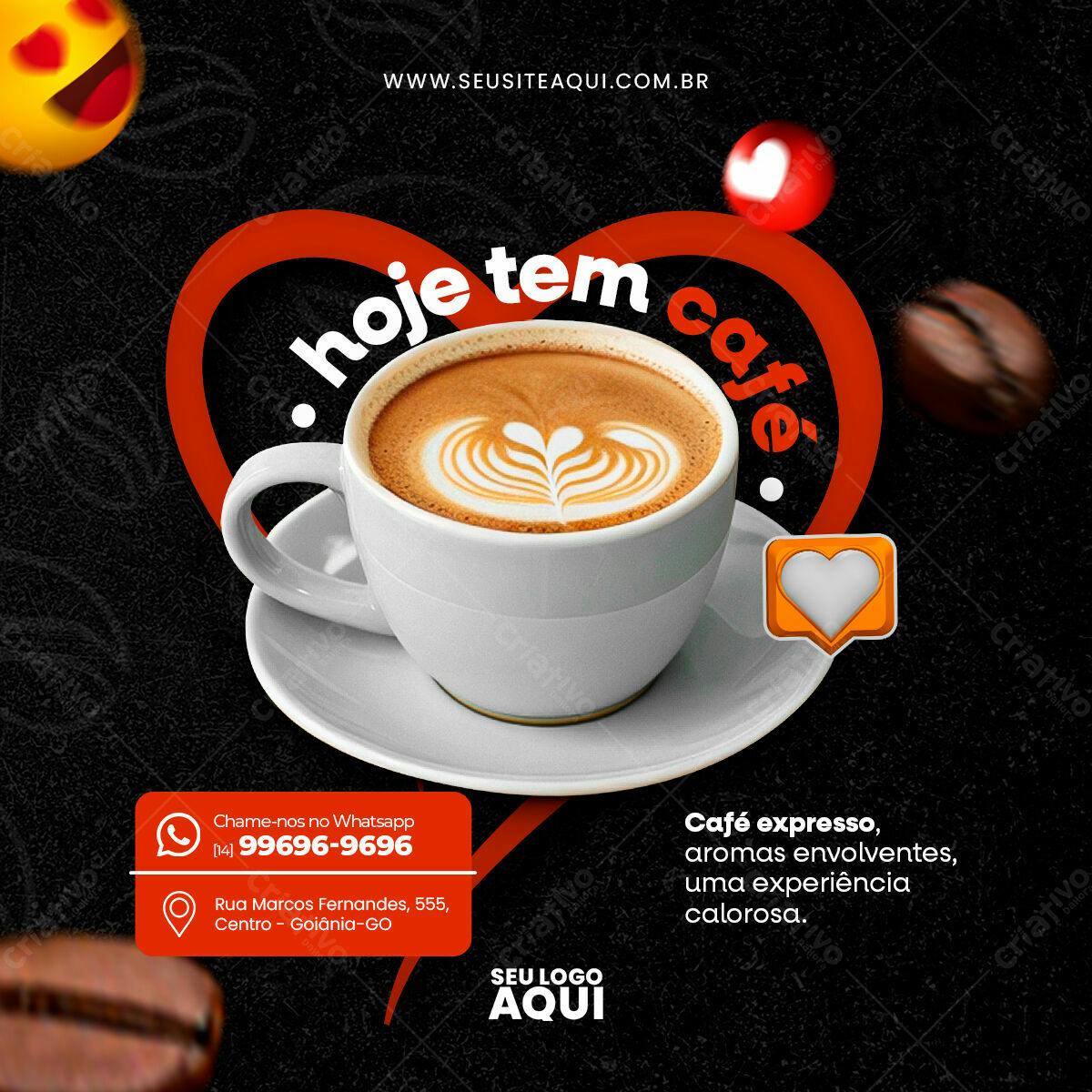 Post para Redes Sociais Café PSD Editável