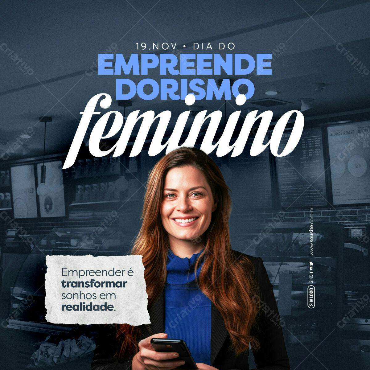 Flyer Dia do Empreendedorismo Feminino PSD Editável