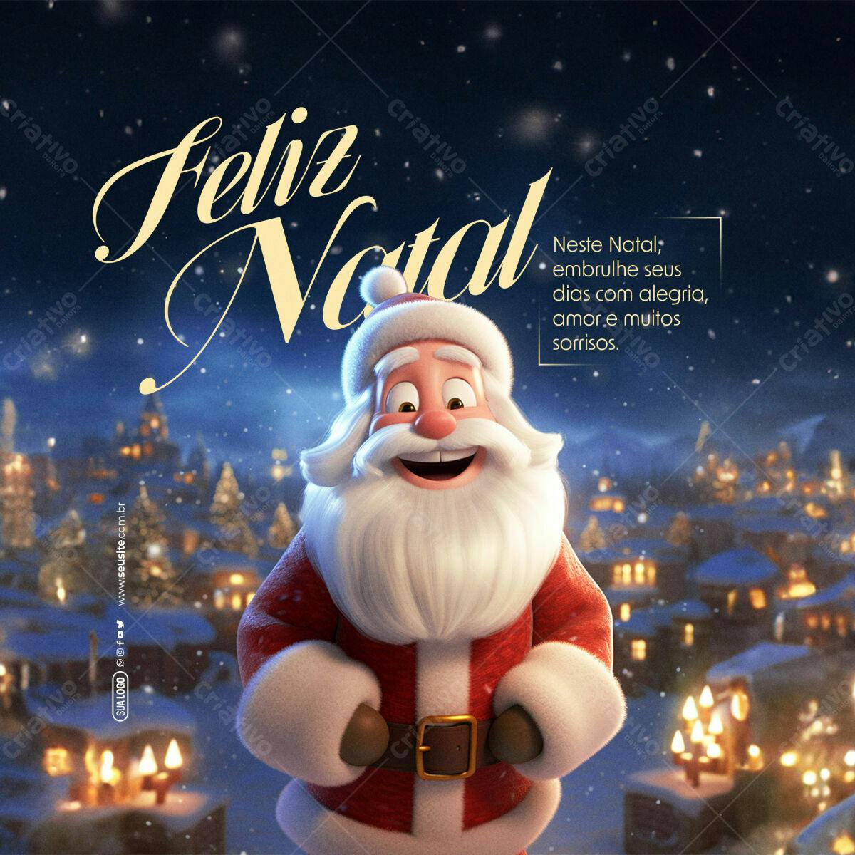 Postagem de Natal com Papai Noel PSD Editável