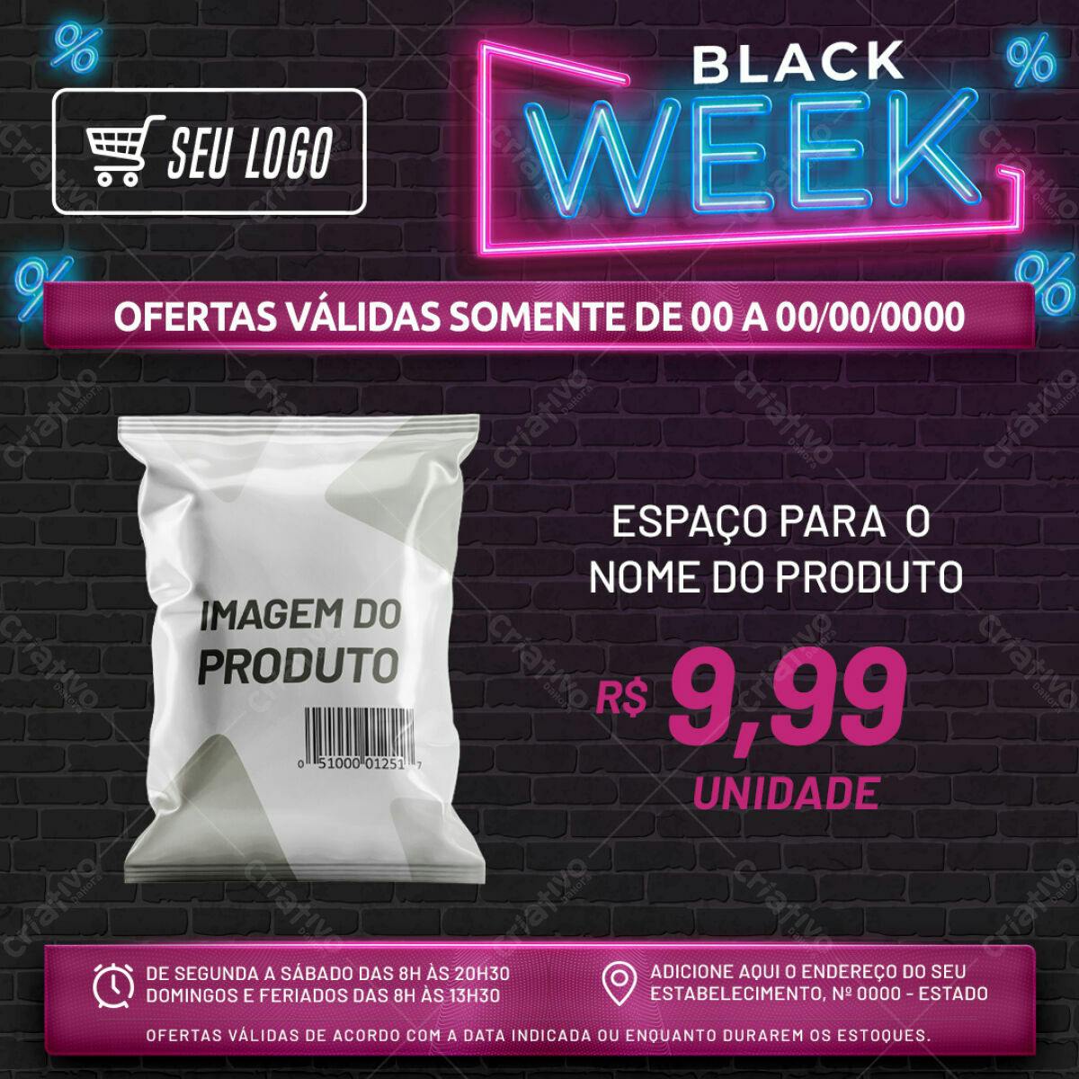 Modelo de Embalagem Black Week PSD Editável