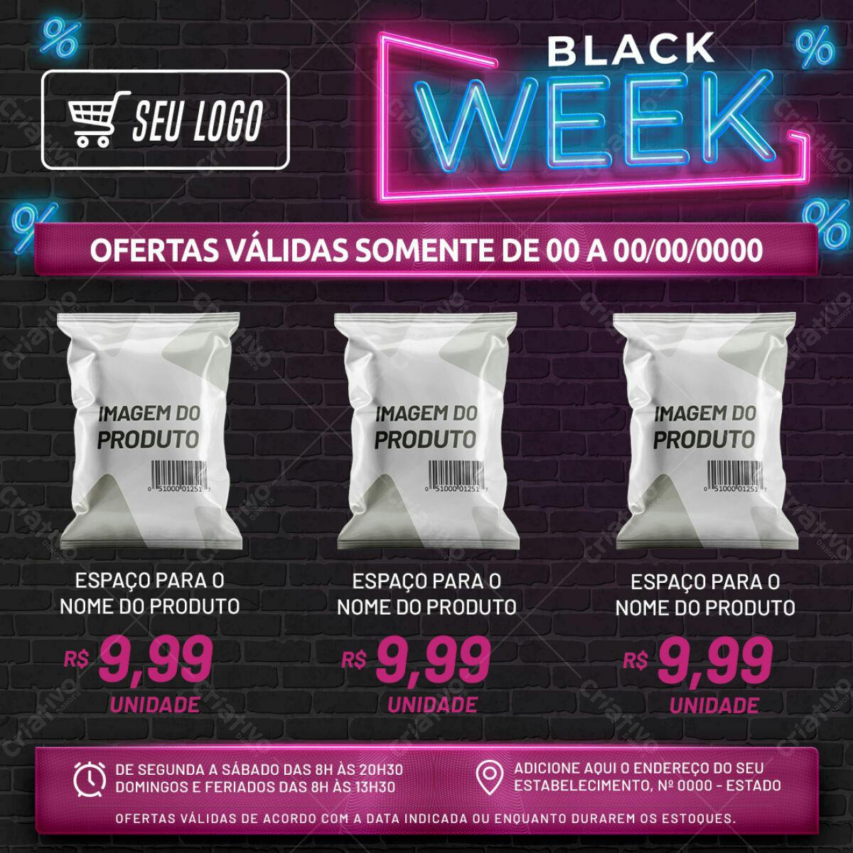 Embalagem para Black Week PSD Editável