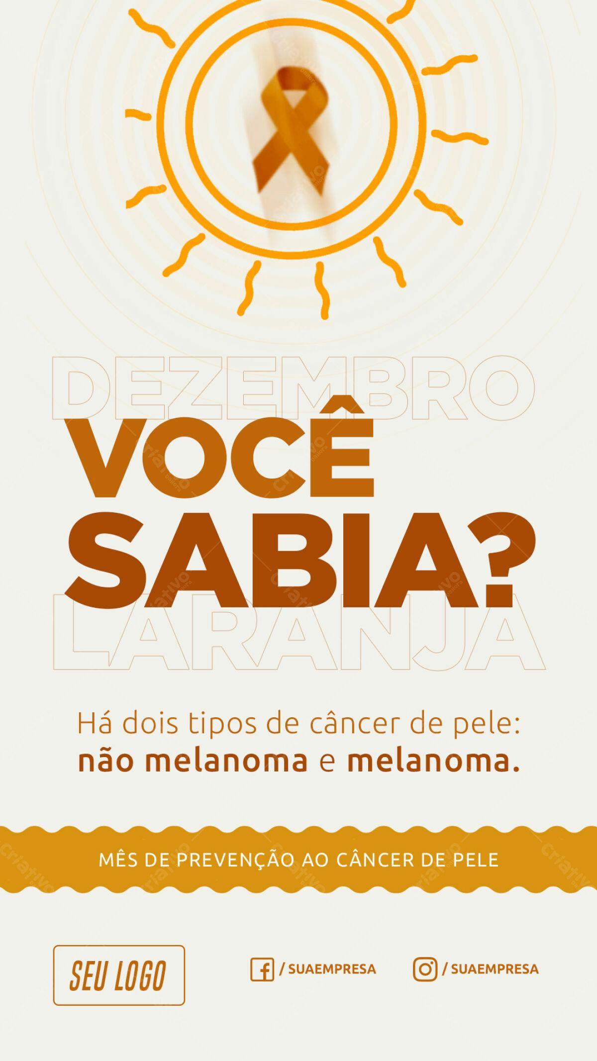 Flyer Dezembro Laranja Prevenção ao Câncer de Pele PSD Editável
