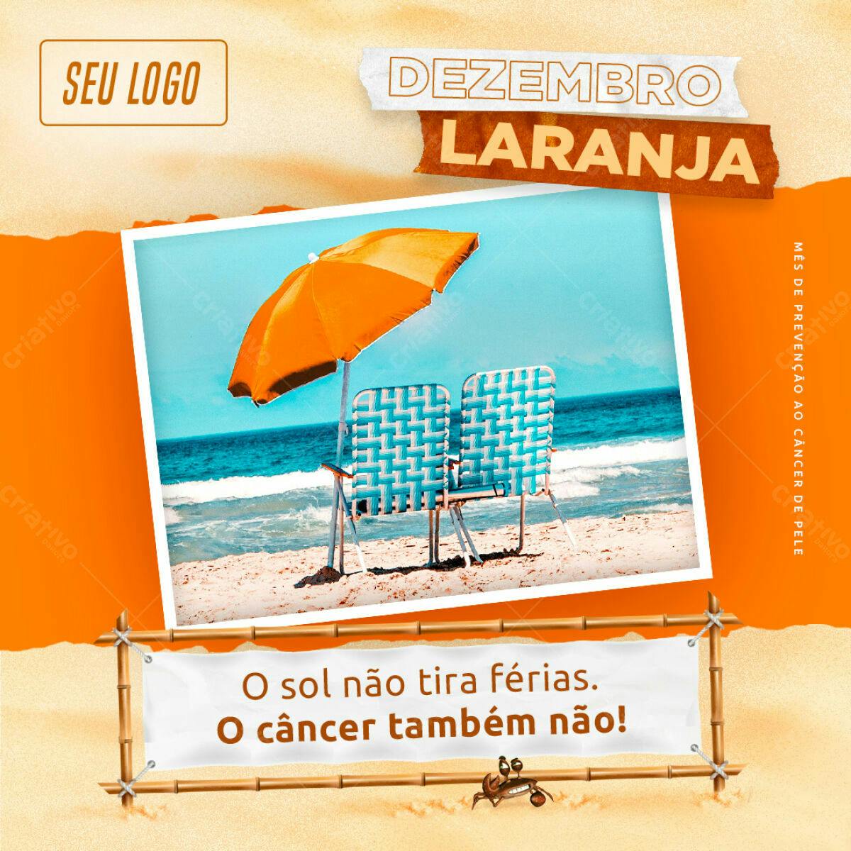 Post para Dezembro Laranja PSD Editável