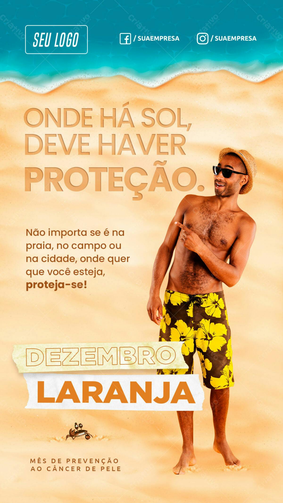 Flyer Dezembro Laranja PSD Editável