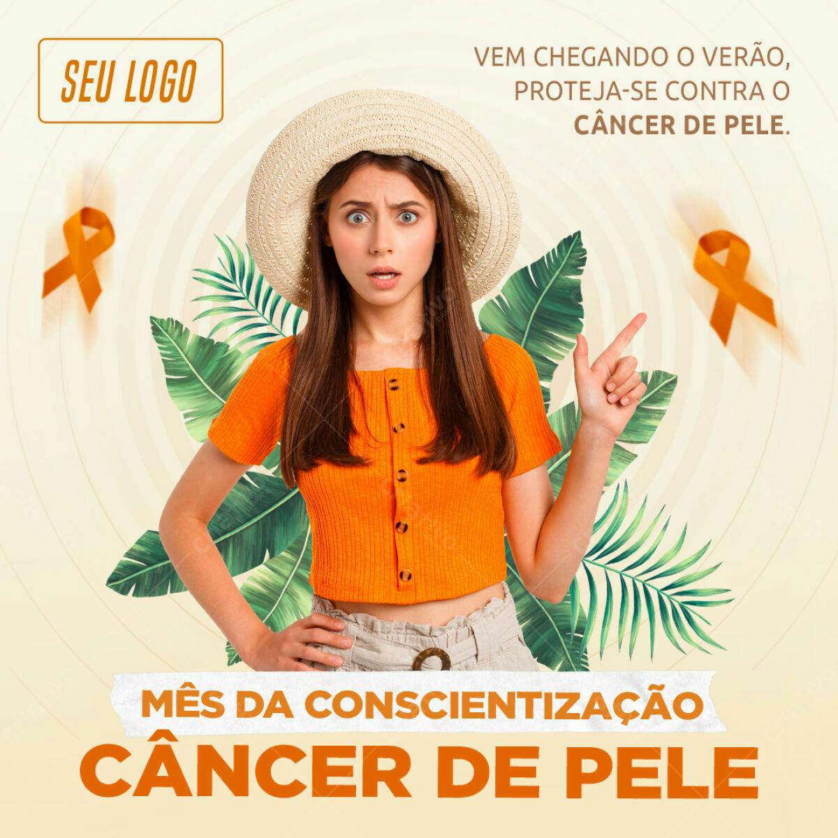 Post para Conscientização Câncer de Pele PSD Editável