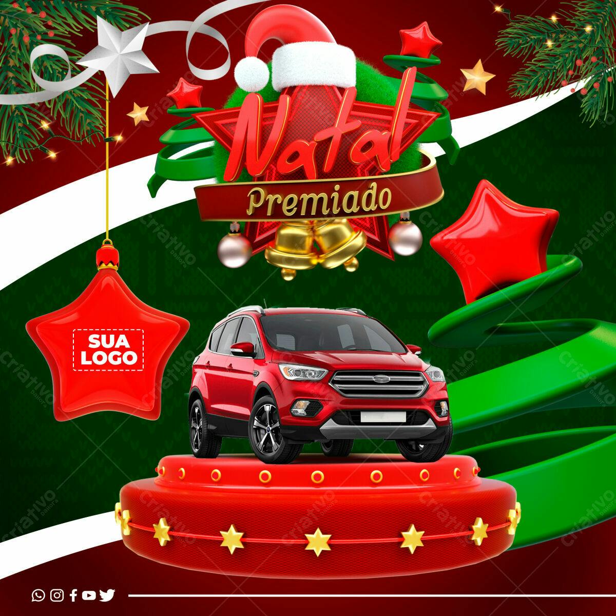 Flyer Natal Premiado com Carro PSD Editável