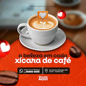 Post feed | cafeteria | café | social media | psd editável