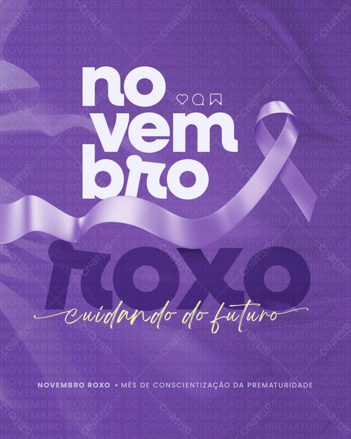 Flyer Novembro Roxo PSD Editável