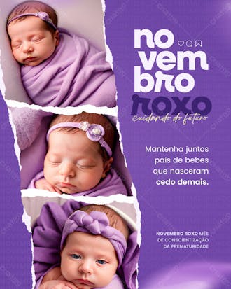 Novembro roxo mês de conscientização da prematuridade 3r